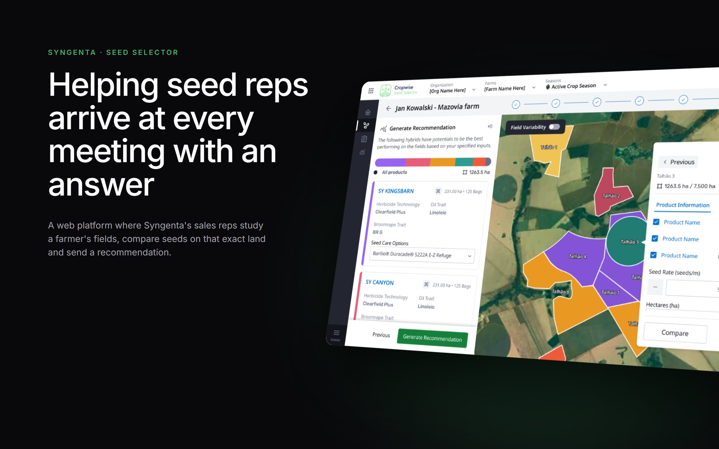 Syngenta Seed Selector: Helping seed reps arrive at every meeting with an answer