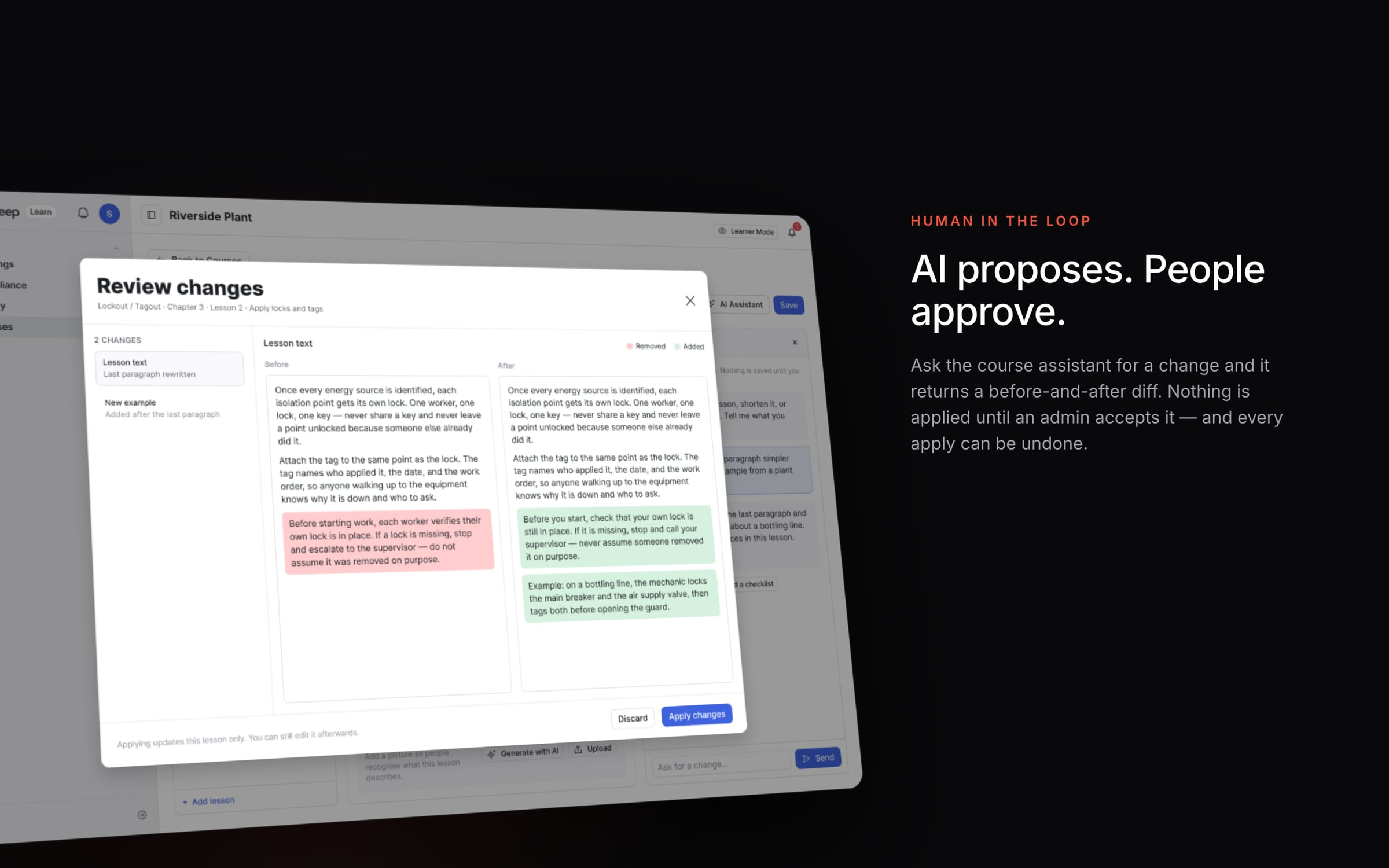 Reviewing each AI change before it's applied